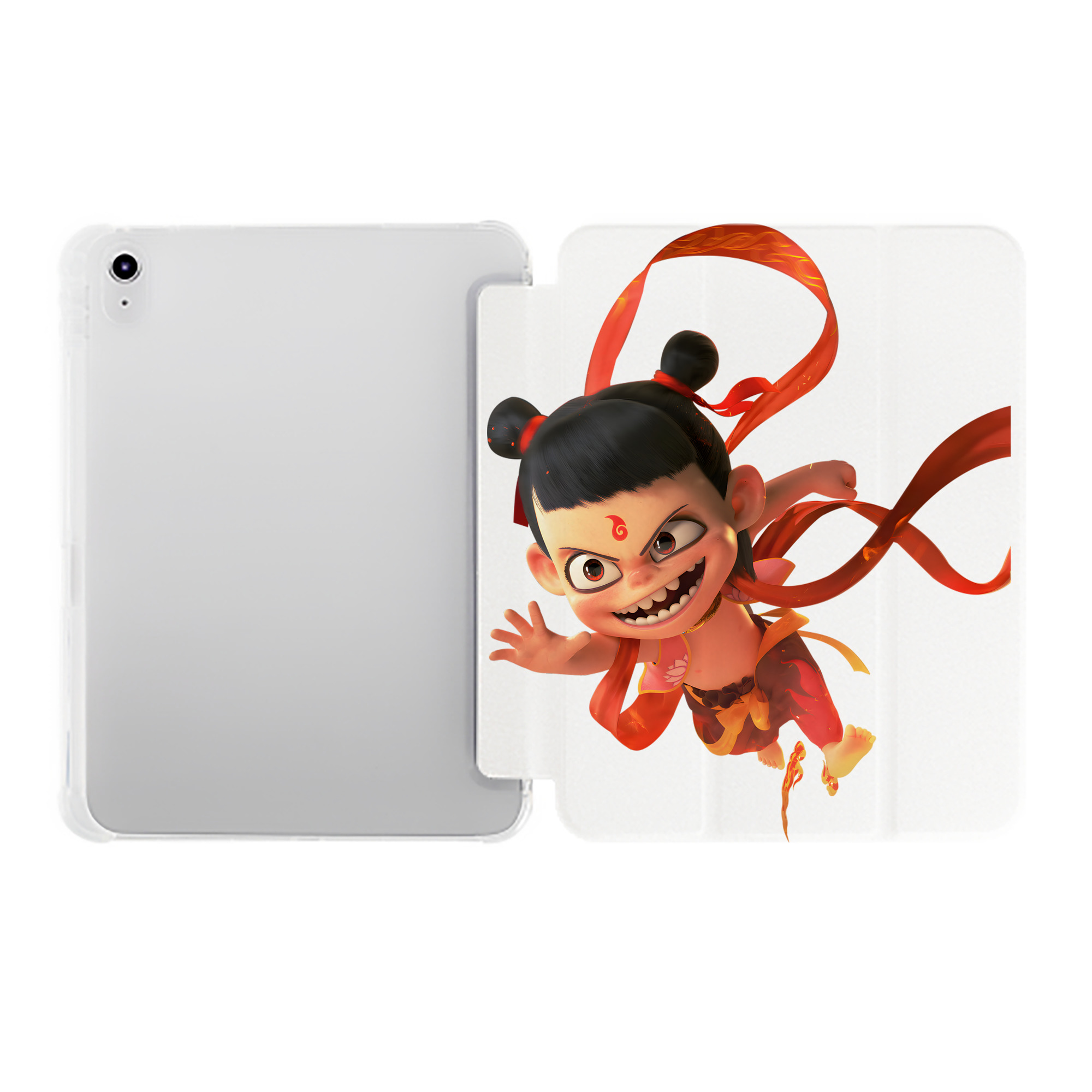（画像用） Ne Zha 2 ナタ 魔童の大暴れ IPad ケース ペン収納付き 三つ折りスタンド PUレザー×シリコン 対応機種9.5/10.5/10.9インチ